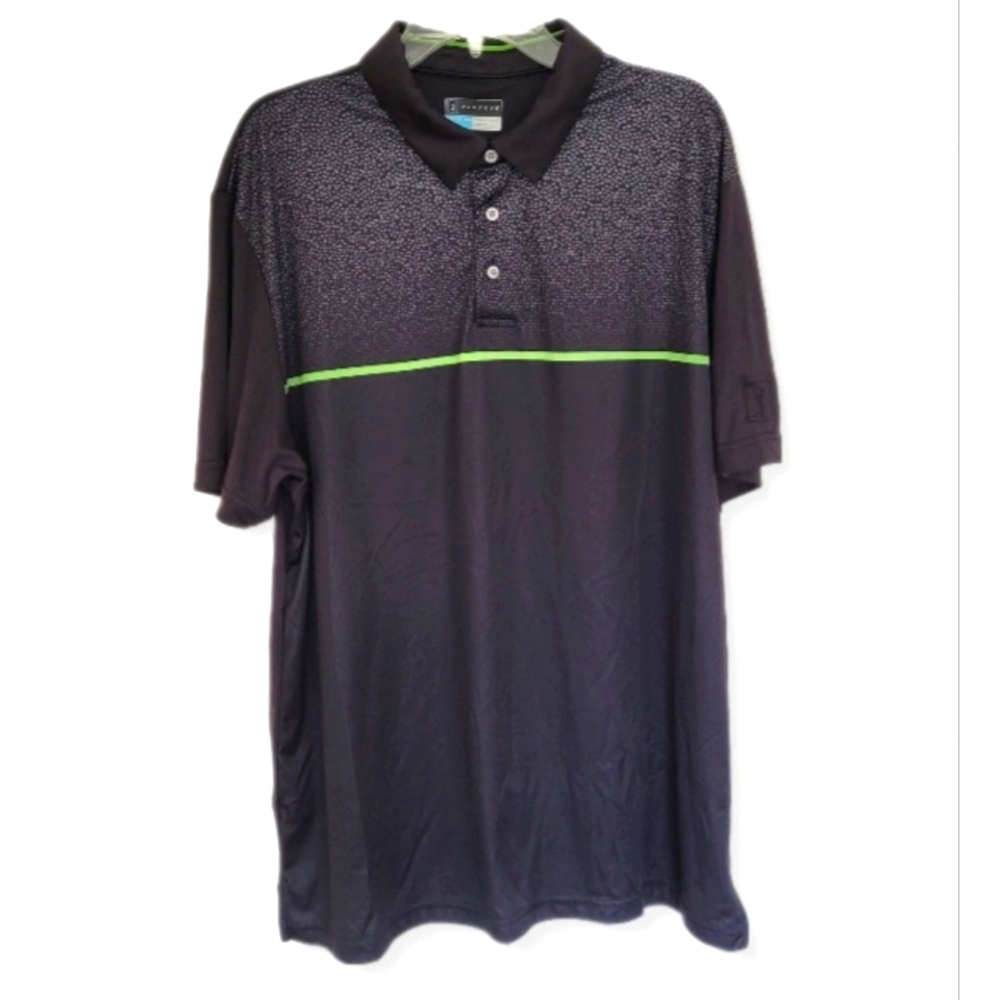 PGA Tour Polo Shirt Black Green Stripe Pro Series Athletic Short Sleeve …